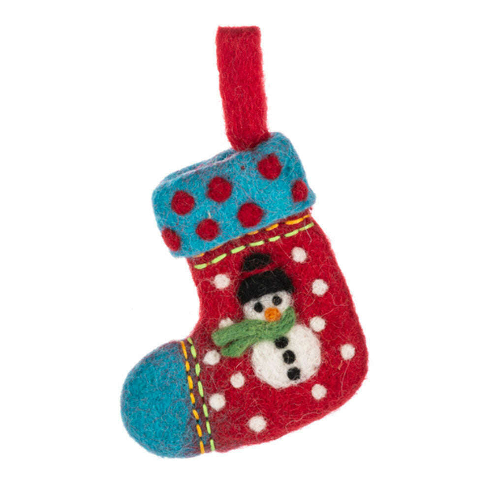 Felted Wool Santa & Snowman Stocking Ornaments Set of 2 – view 2