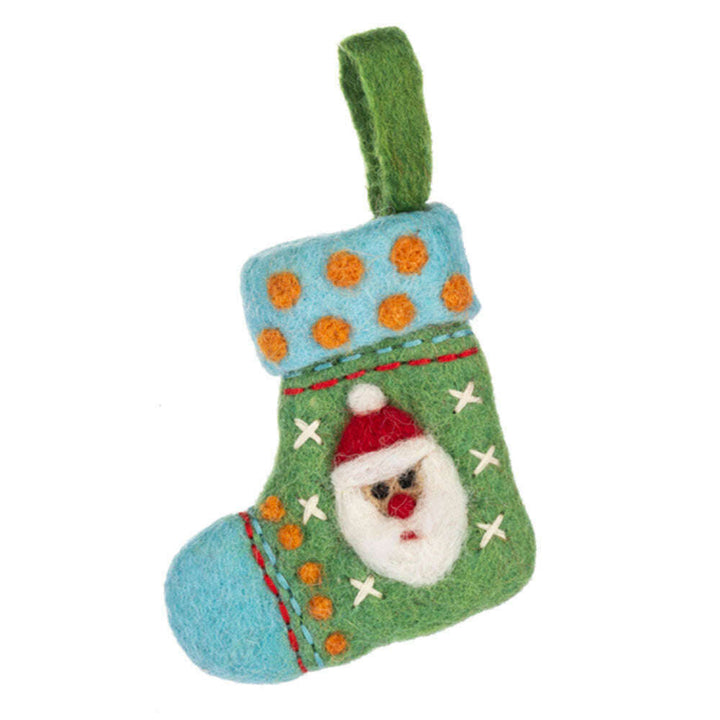 Felted Wool Santa & Snowman Stocking Ornaments Set of 2 – view 3