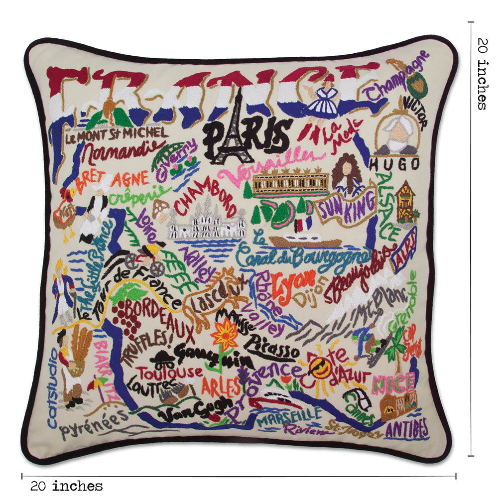 France Hand-Embroidered Pillow
