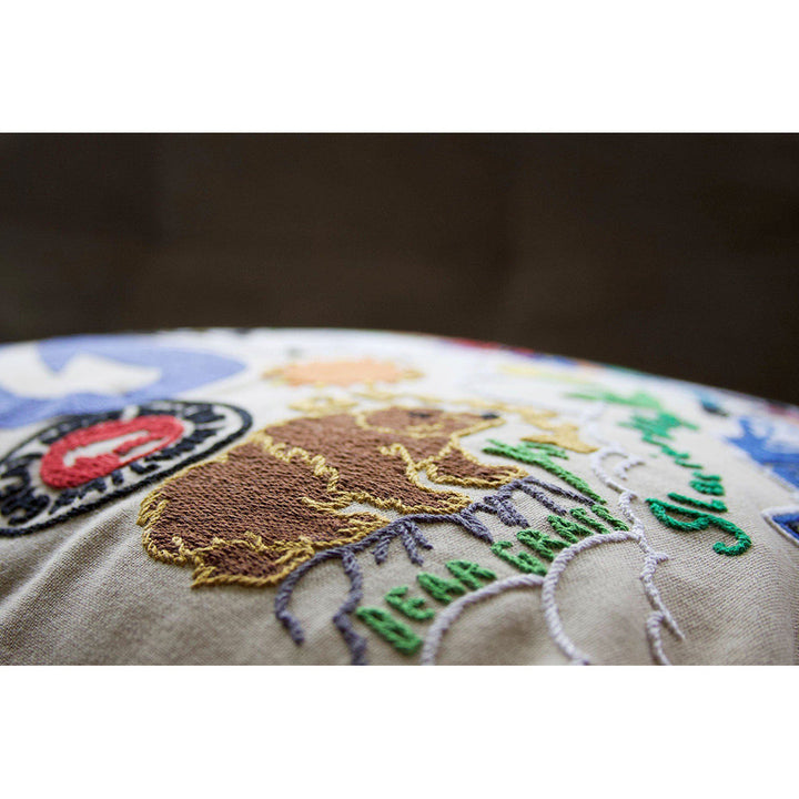 Glacier Park Hand-Embroidered Pillow