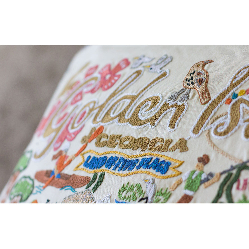 Golden Isles Hand-Embroidered Pillow