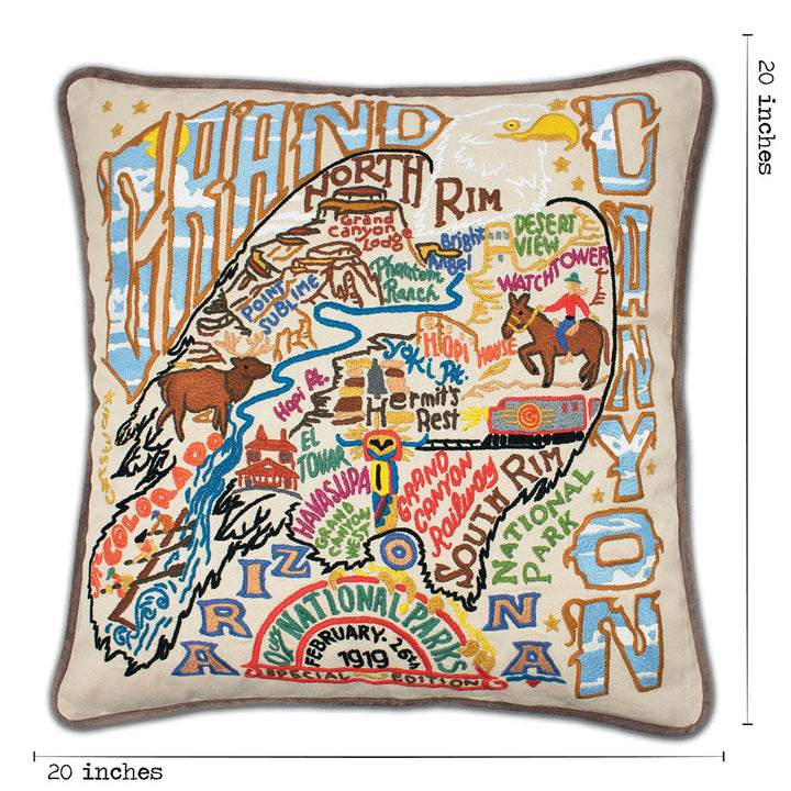 Grand Canyon Hand-Embroidered Pillow