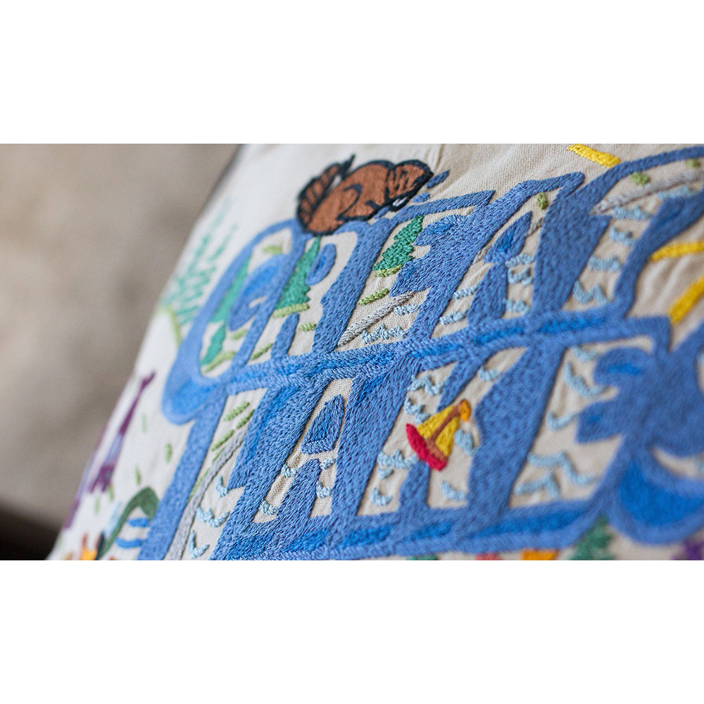 Great Lakes Hand-Embroidered Pillow