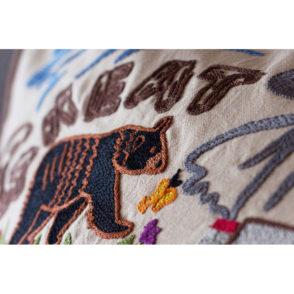 Great Smoky Mountains Hand-Embroidered Pillow