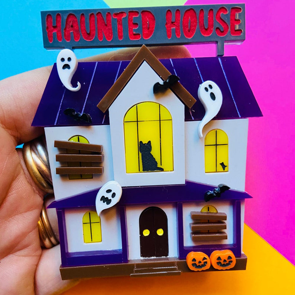 Halloween 2022 - Creepy Funfair Collection - Haunted House Acrylic Brooch by Makokot Design