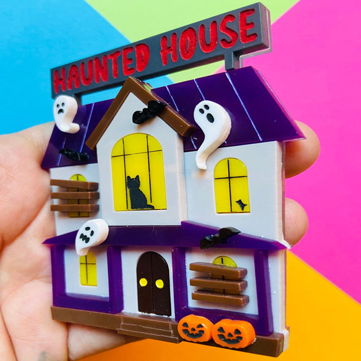 Halloween 2022 - Creepy Funfair Collection - Haunted House Acrylic Brooch by Makokot Design