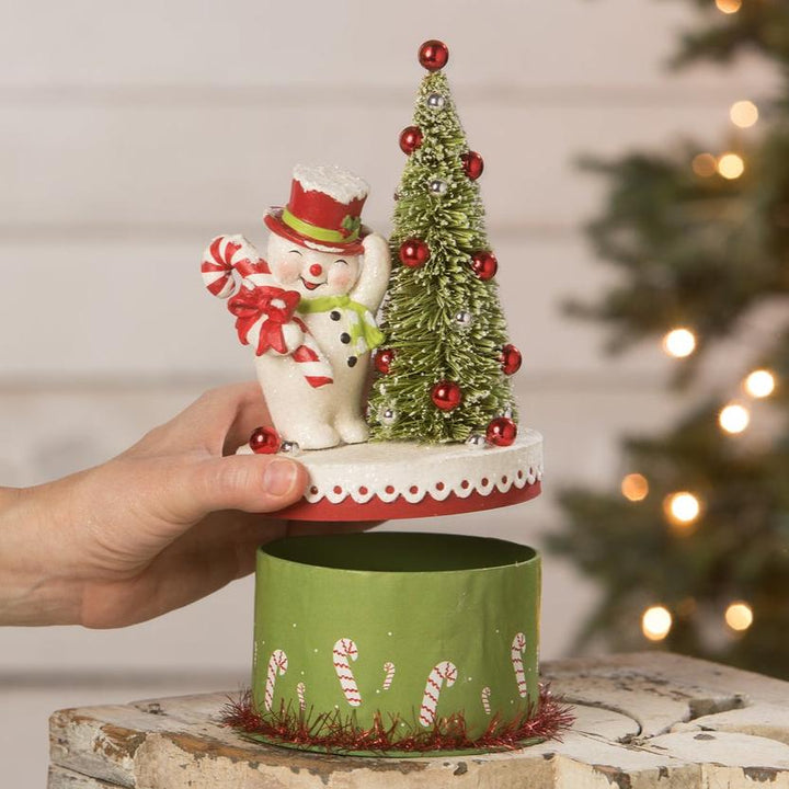 Happy Snowman on Box by Bethany Lowe