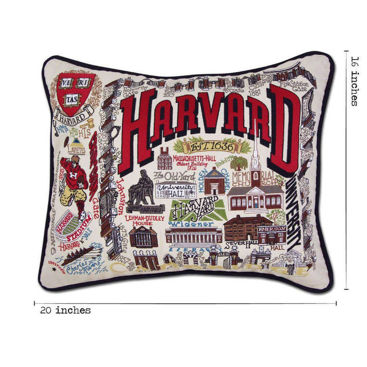 Harvard University Collegiate Embroidered Pillow by CatStudio