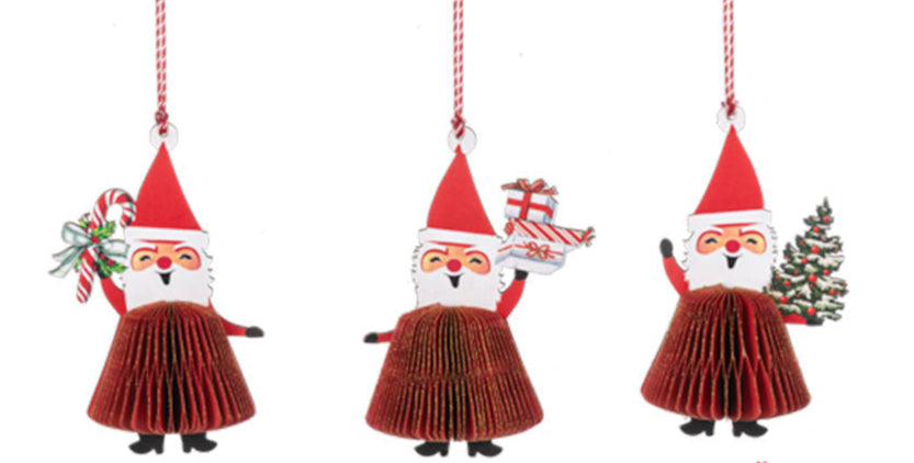 Honeycomb Snowman & Santa Ornaments (12 pc. ppk.) by Ganz image