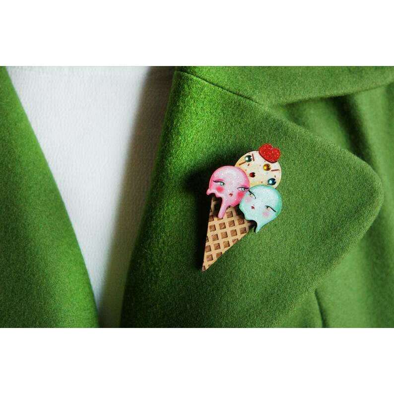 Ice Cream Cone Brooch by Laliblue - Quirks!
