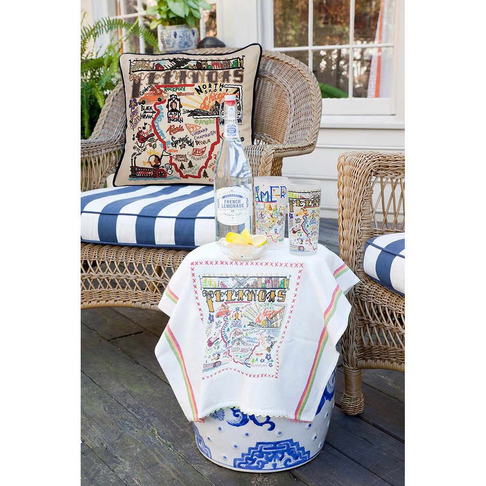 Illinois Hand-Embroidered Pillow