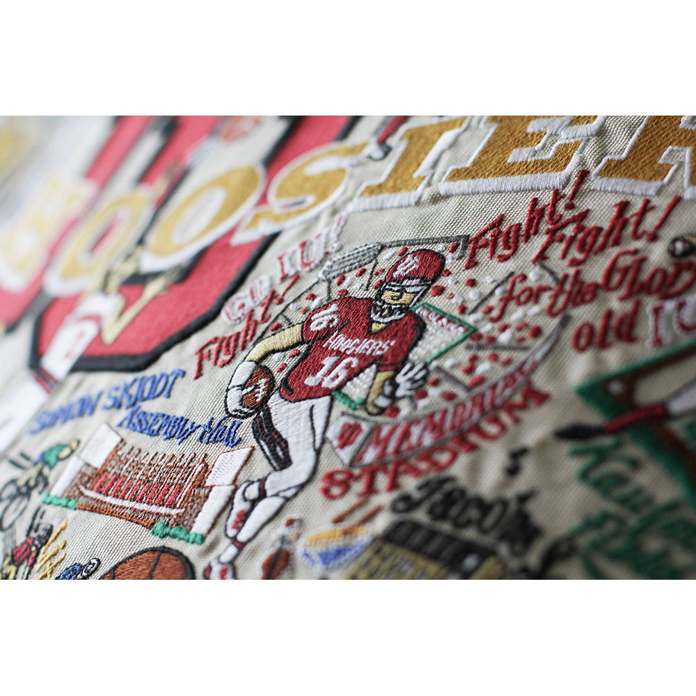 Indiana University Collegiate Hand-Embroidered Pillow