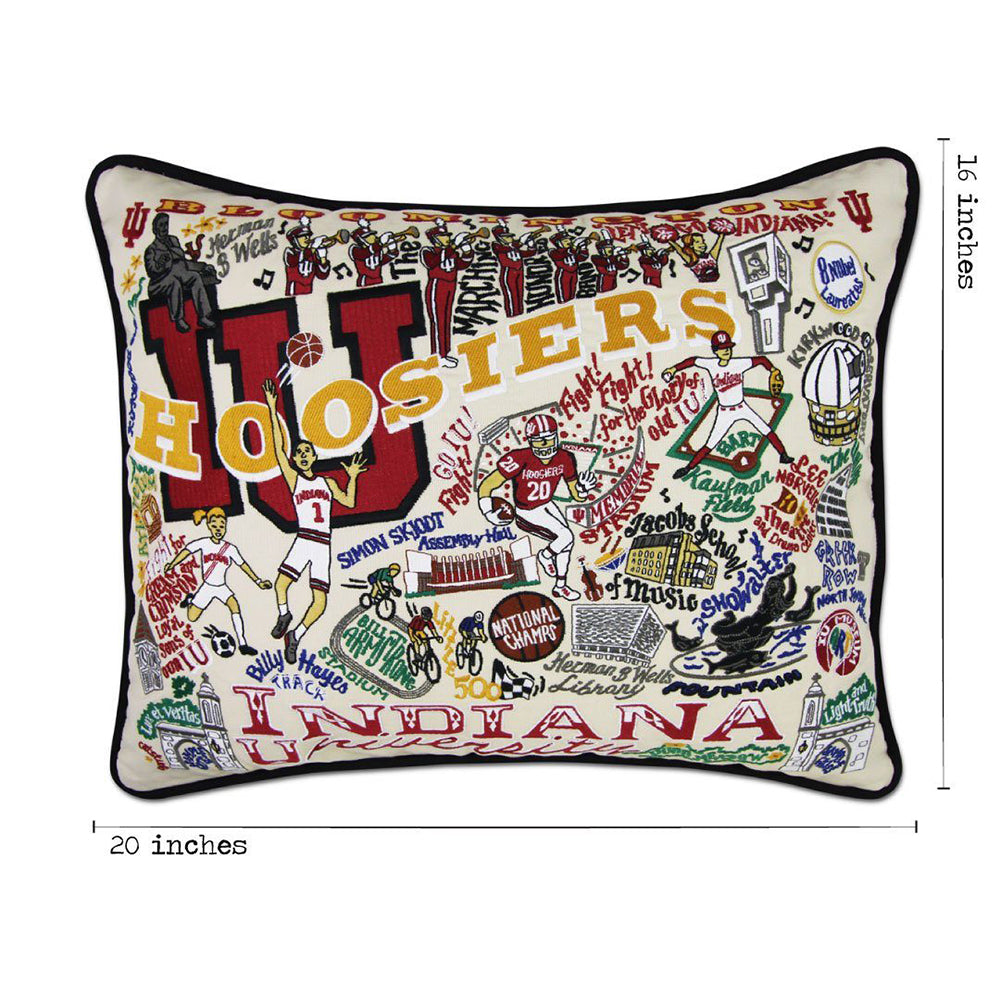 Indiana University Collegiate Hand-Embroidered Pillow