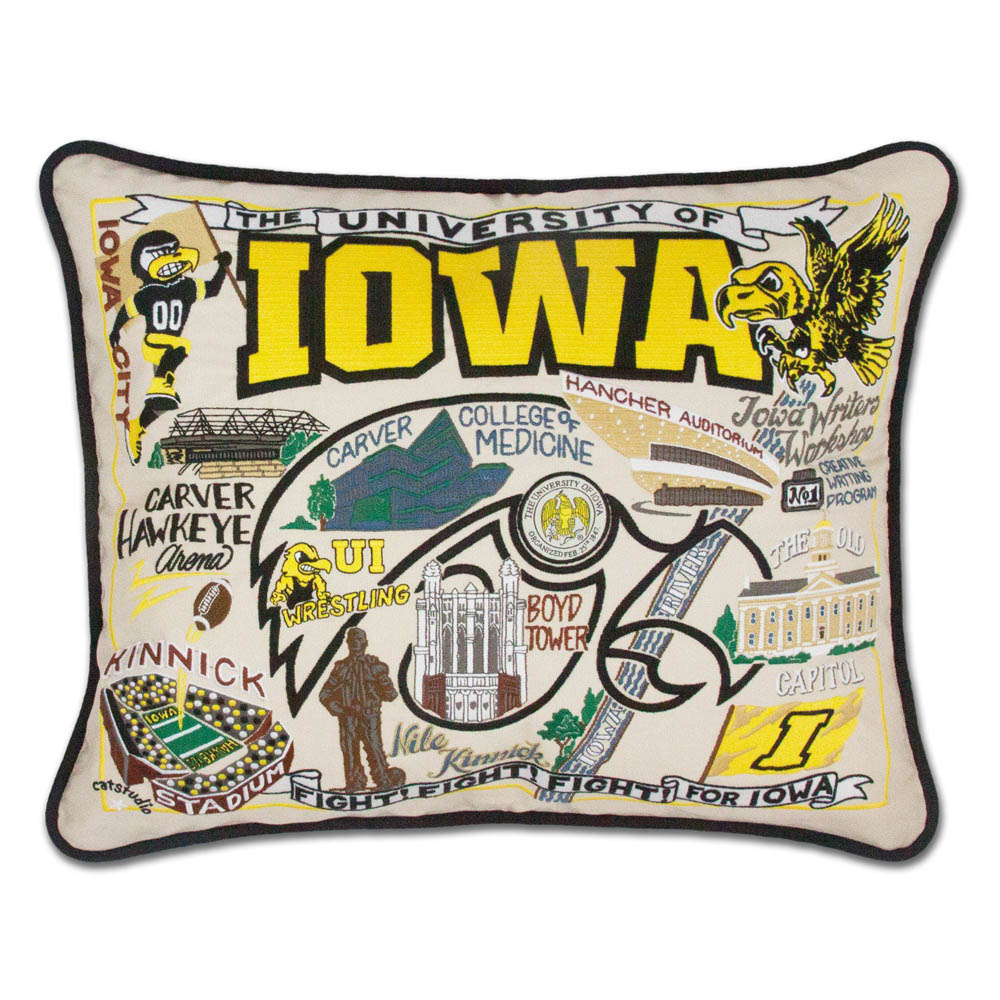 Iowa, University of Collegiate Embroidered Pillow by CatStudio