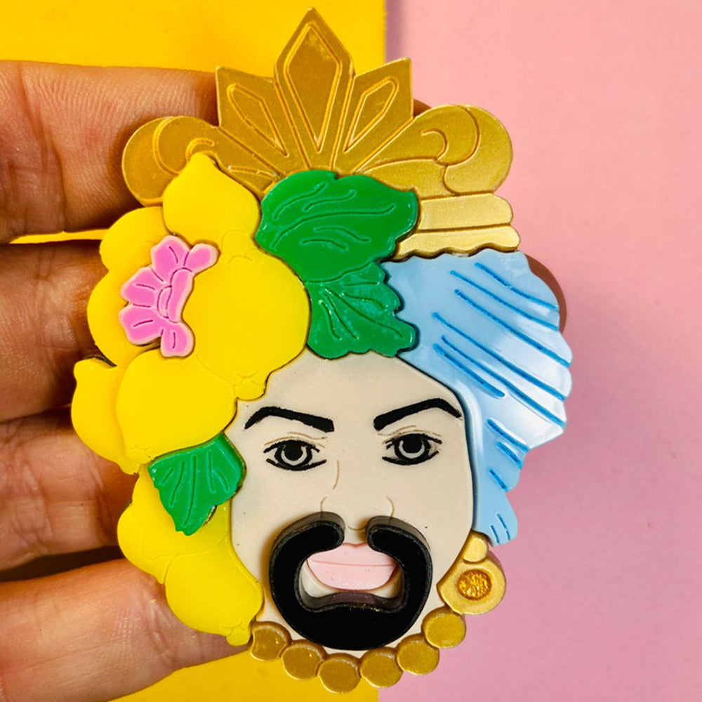 Italian Tradition Collection - Testa Di Moro with Lemons Acrylic Brooch by Makokot Design