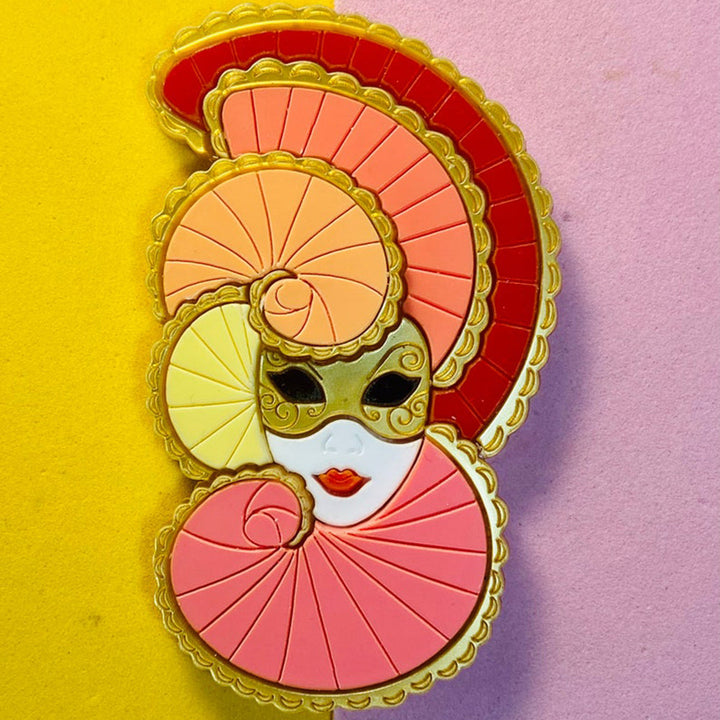 Italian Tradition Collection - Venetian Mask - Colombina Acrylic Brooch by Makokot Design