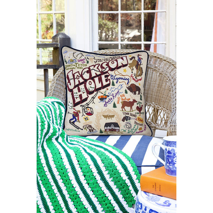 Jackson Hole Hand-Embroidered Pillow