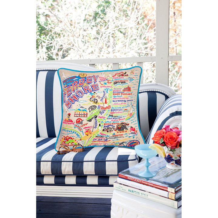 Jersey Shore Embroidered Pillow