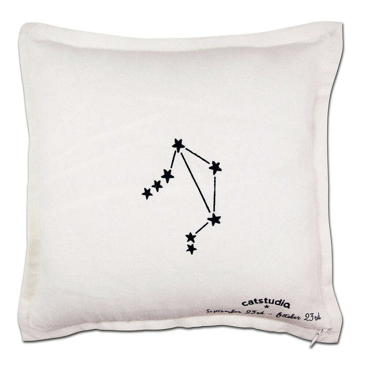 Libra Astrology Hand-Embroidered Pillow by Cat Studio