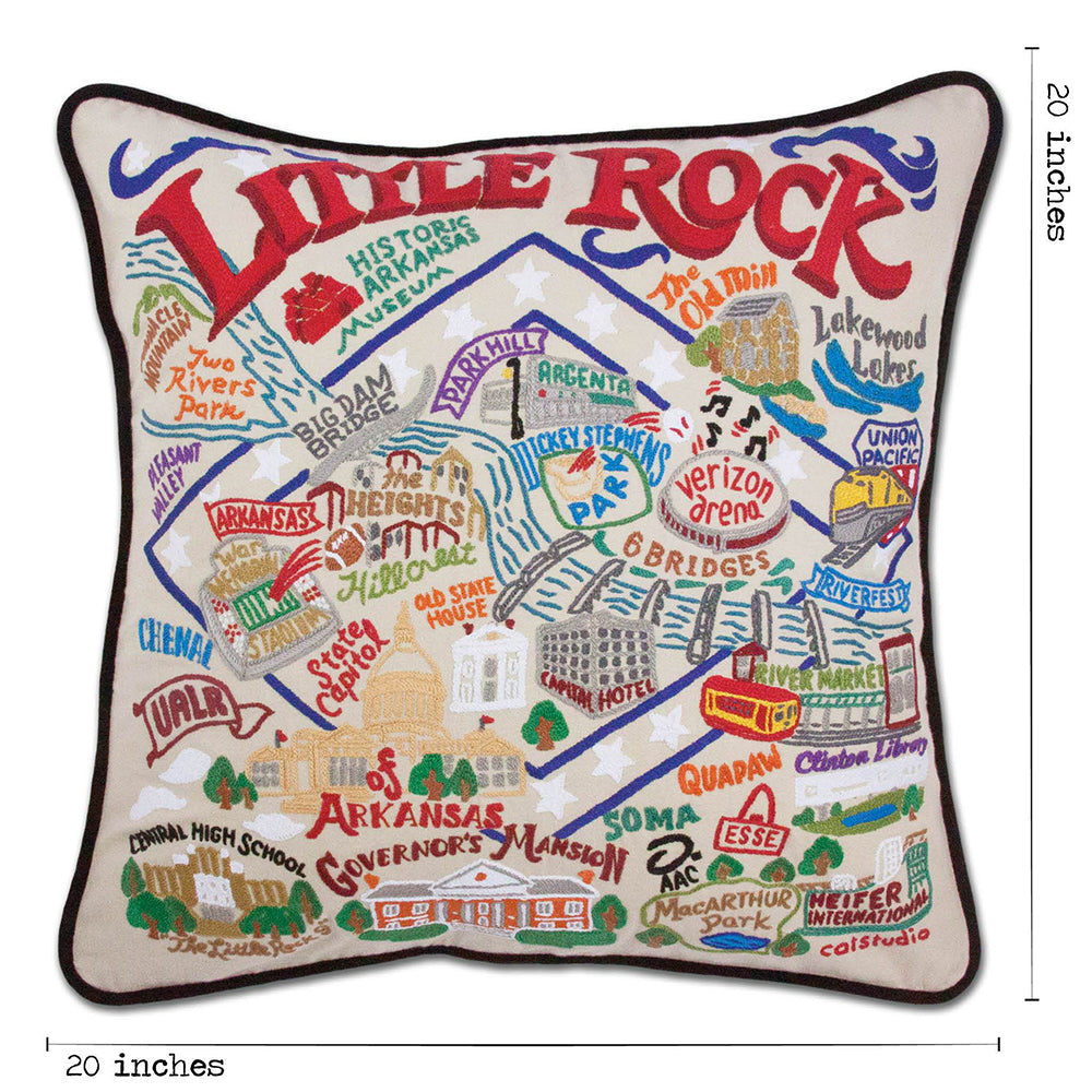 Little Rock Hand-Embroidered Pillow