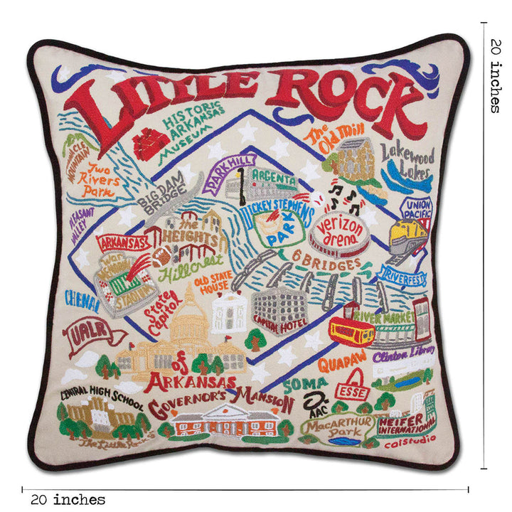 Little Rock Hand-Embroidered Pillow