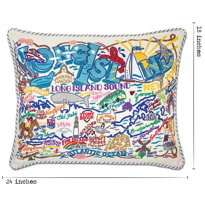 Long Island Hand-Embroidered Pillow