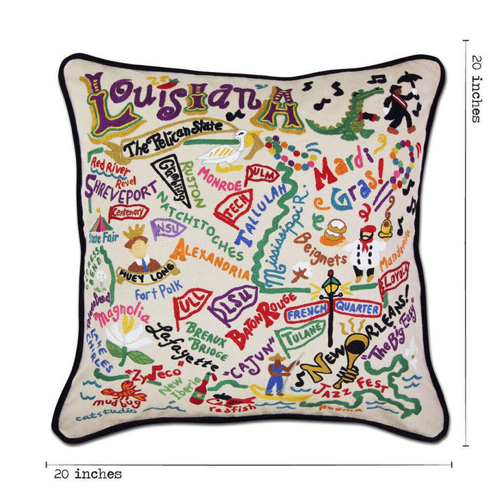 Louisiana Hand-Embroidered Pillow