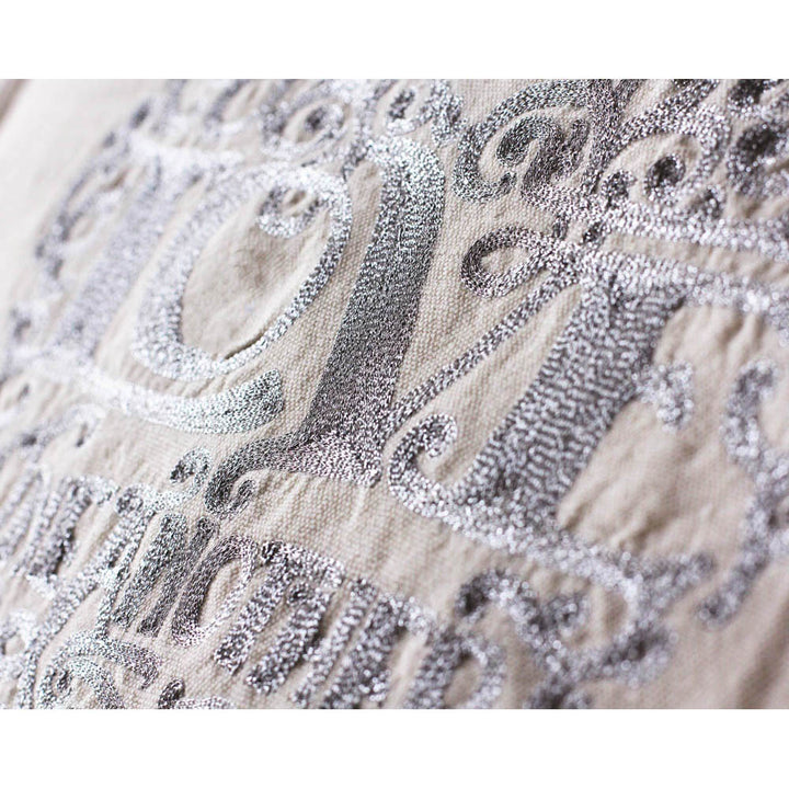 Love Heart Love Letters Hand-Embroidered Pillow - Available in Gold or Silver by CatStudio