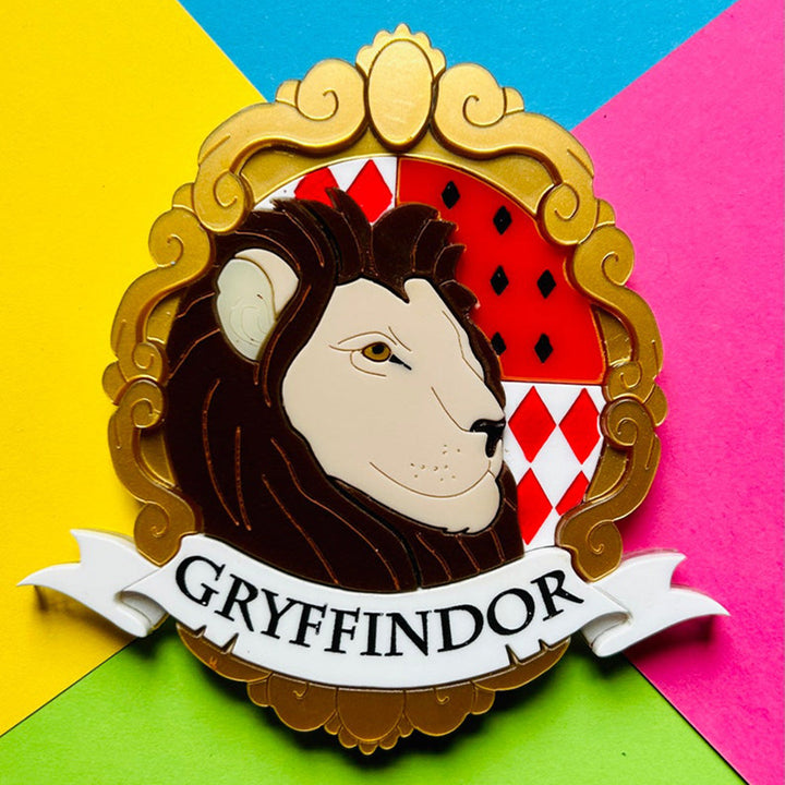 Magic & Witchcraft Collection - "Lion-Badger-Snake-Eagle with Baroque Frame+Parchment" Acrylic Brooch by Makokot Design