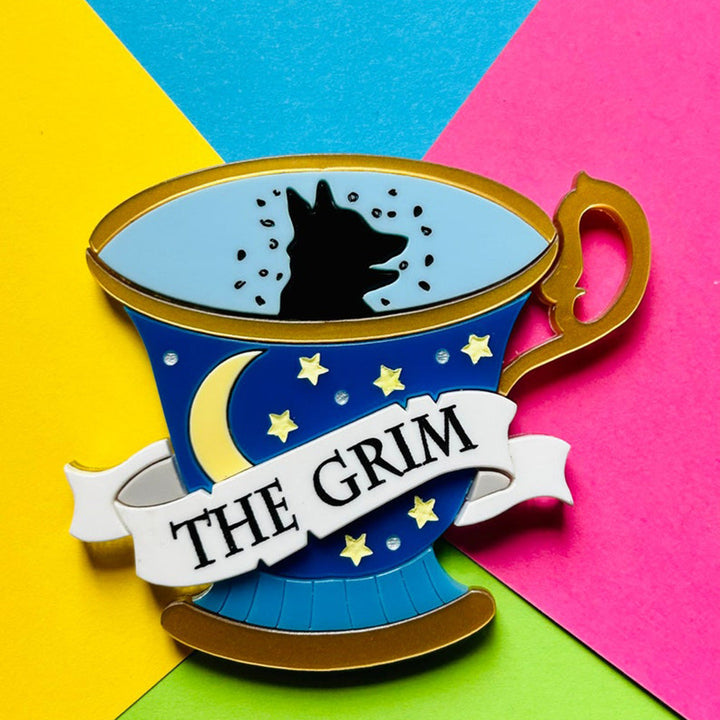 Magic & Witchcraft Collection - "Victorian Tea Cup + Parchment " Acrylic Brooch by Makokot Design