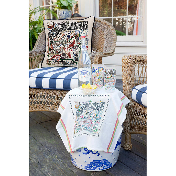 Massachusetts Hand-Embroidered Pillow