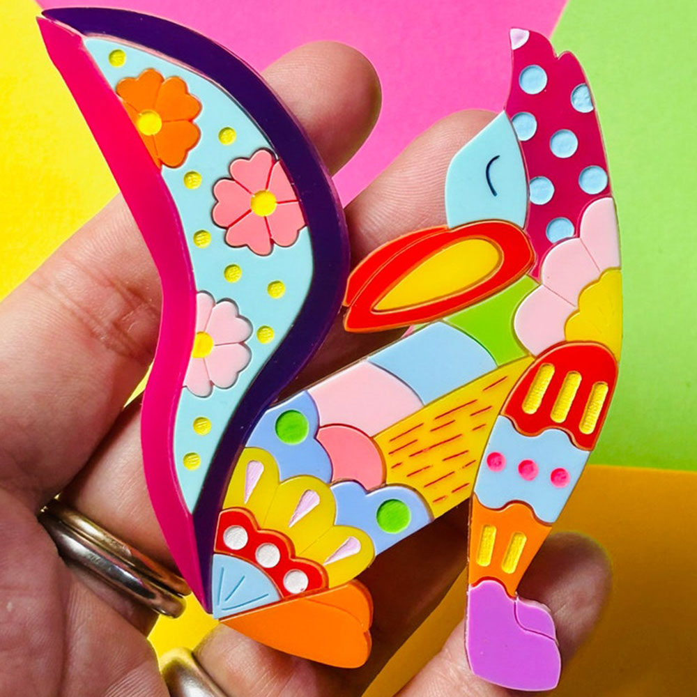 Mexican Folk Art Collection - Alebrije Coyote Acrylic Brooch by Makokot Design