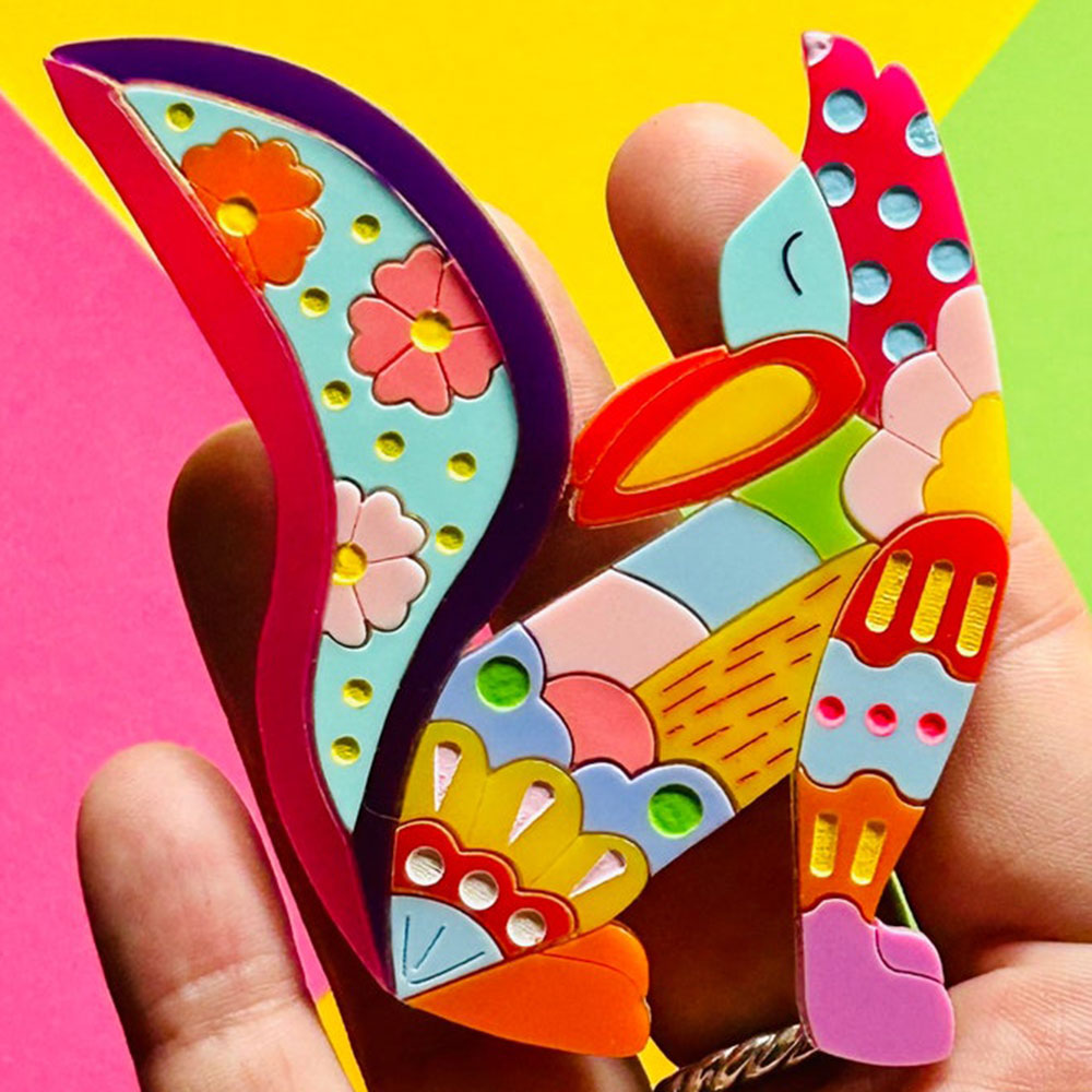 Mexican Folk Art Collection - Alebrije Coyote Acrylic Brooch by Makokot Design