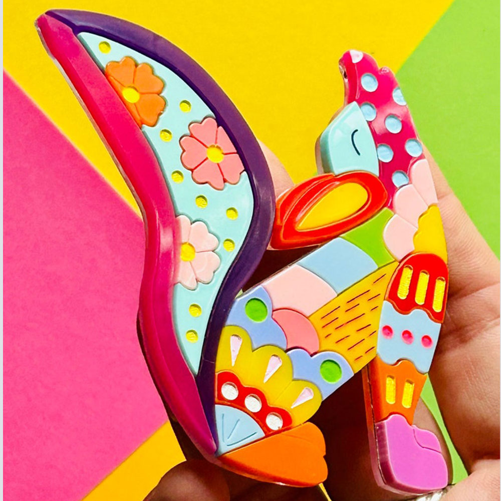 Mexican Folk Art Collection - Alebrije Coyote Acrylic Brooch by Makokot Design