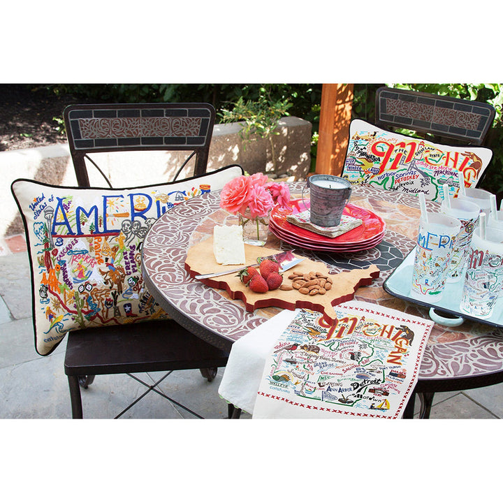 Michigan Hand-Embroidered Pillow