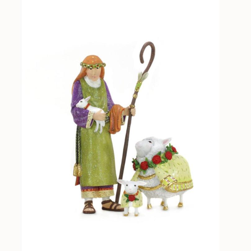 Nativity Shepherd & Sheep Figures by Patience Brewster
