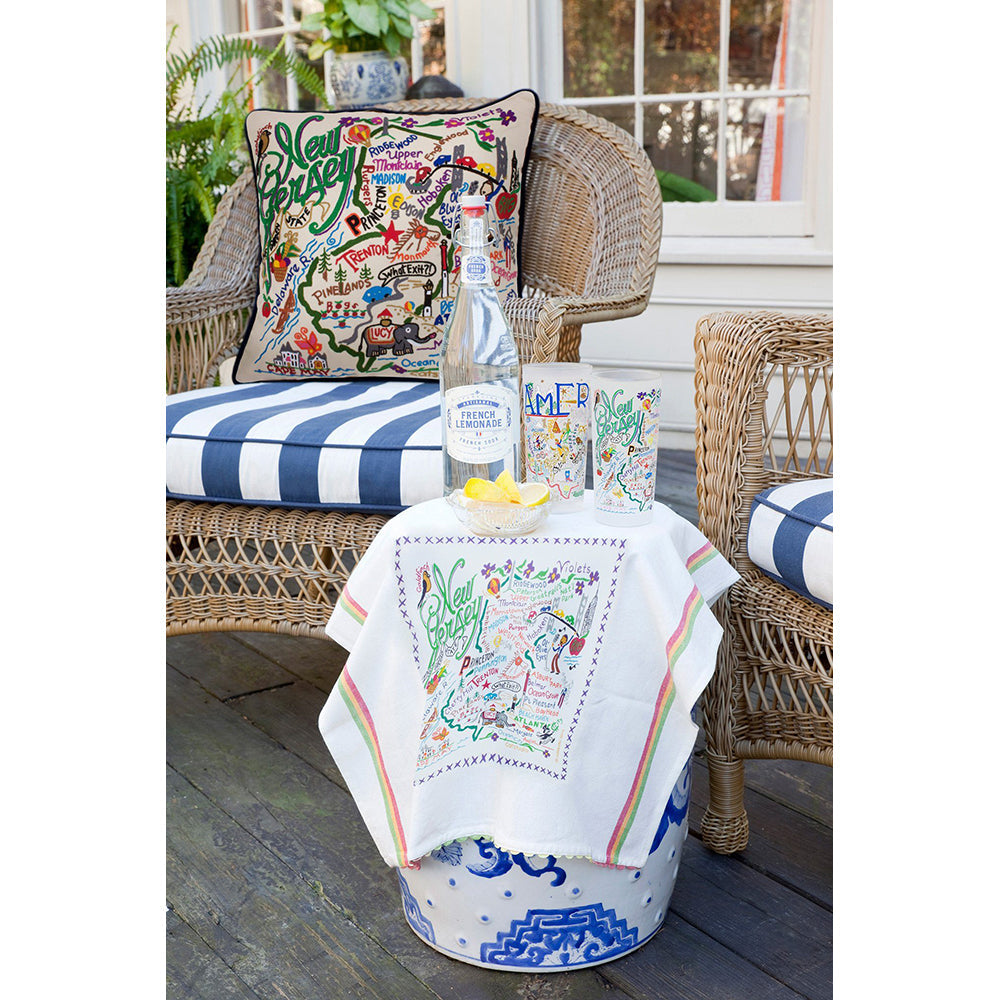 New Jersey Hand-Embroidered Pillow