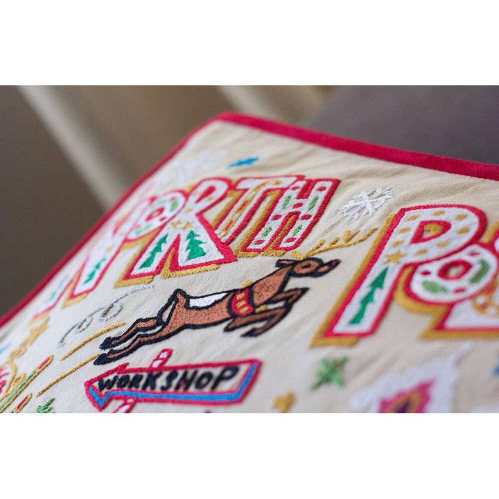North Pole 1 Hand-Embroidered Pillow