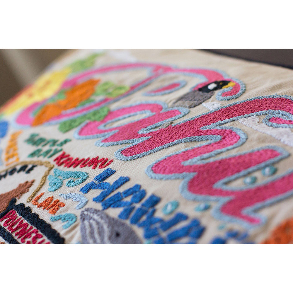 Oahu Hand-Embroidered Pillow