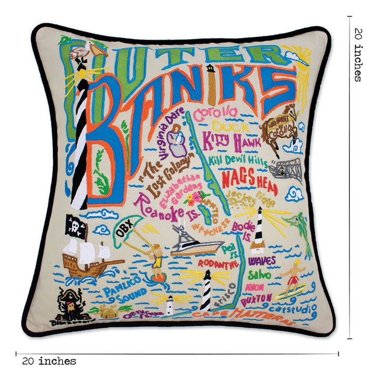 Outer Banks Hand-Embroidered Pillow