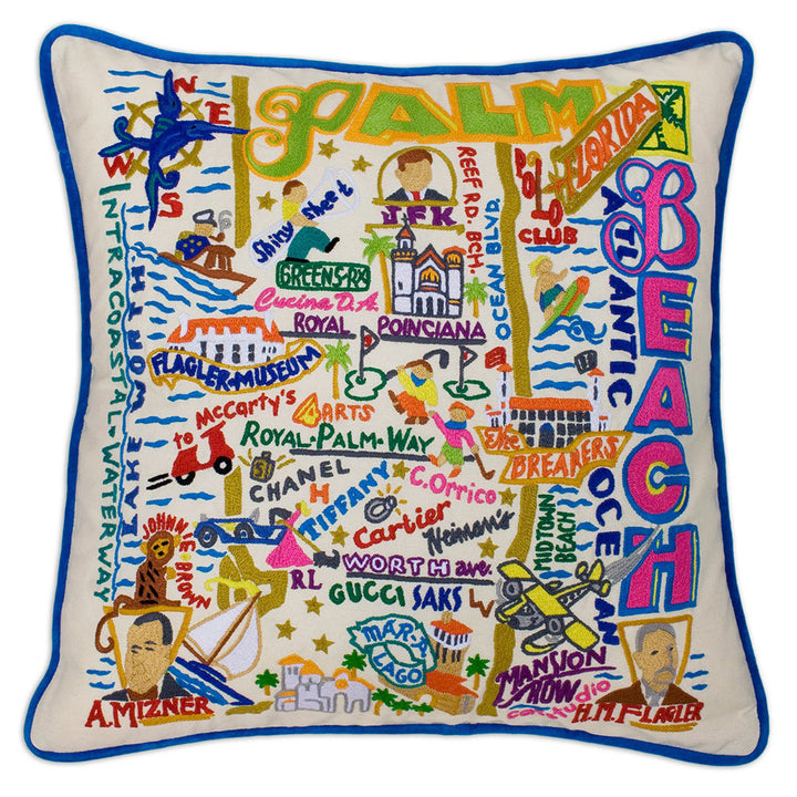 Palm Beach Hand-Embroidered Pillow
