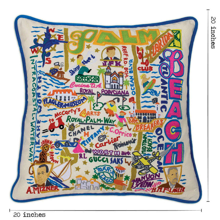 Palm Beach Hand-Embroidered Pillow