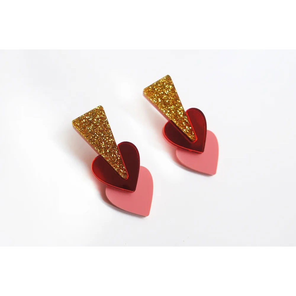 Pink Hearts Earrings by Laliblue