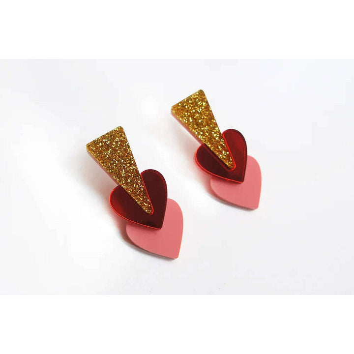 Pink Hearts Earrings by Laliblue