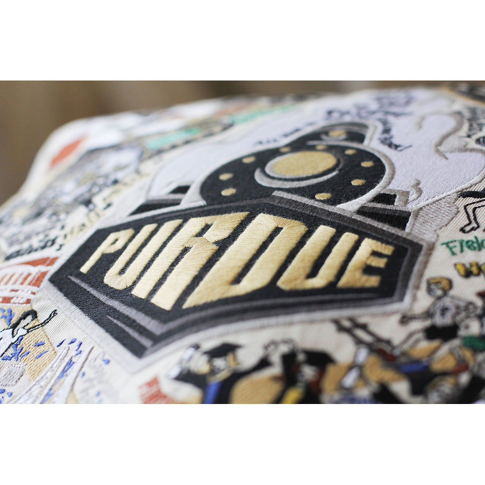 Purdue University Collegiate Hand-Embroidered Pillow