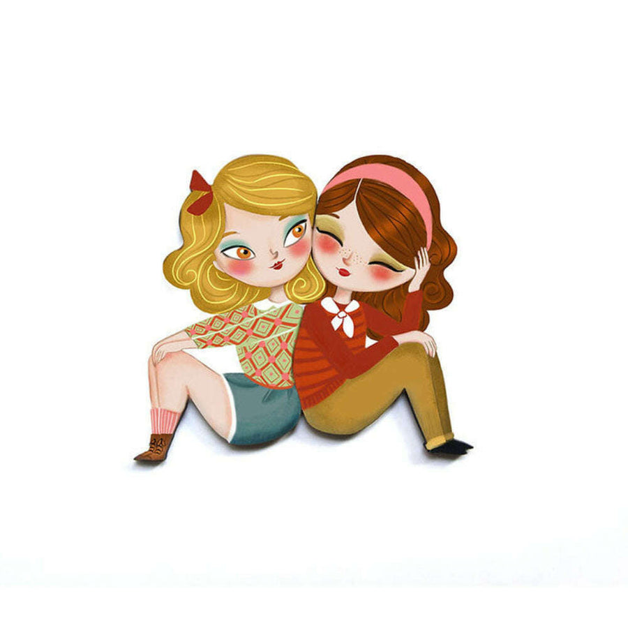 Puzzle with blonde girl brooch