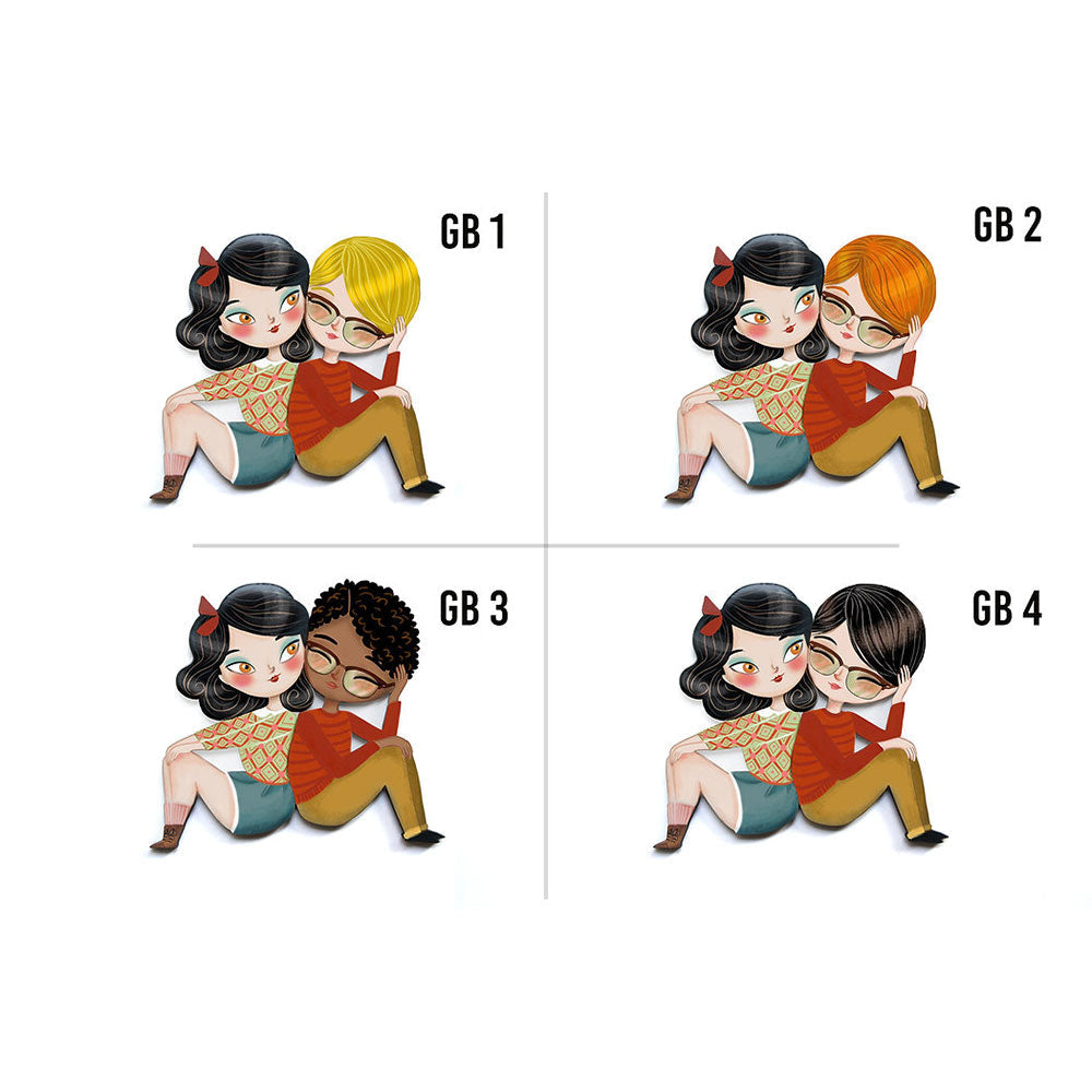 Puzzle with brunette girl brooch