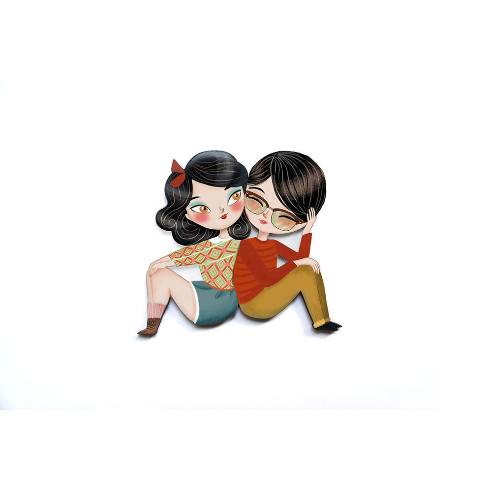 Puzzle with brunette girl brooch