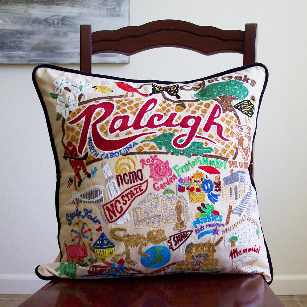 Raleigh Hand-Embroidered Pillow by Cat Studio