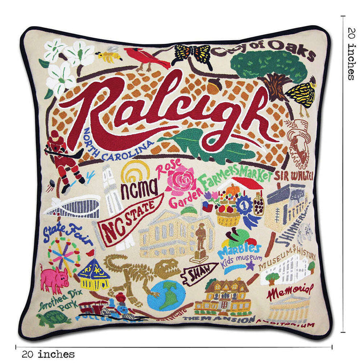 Raleigh Hand-Embroidered Pillow by Cat Studio